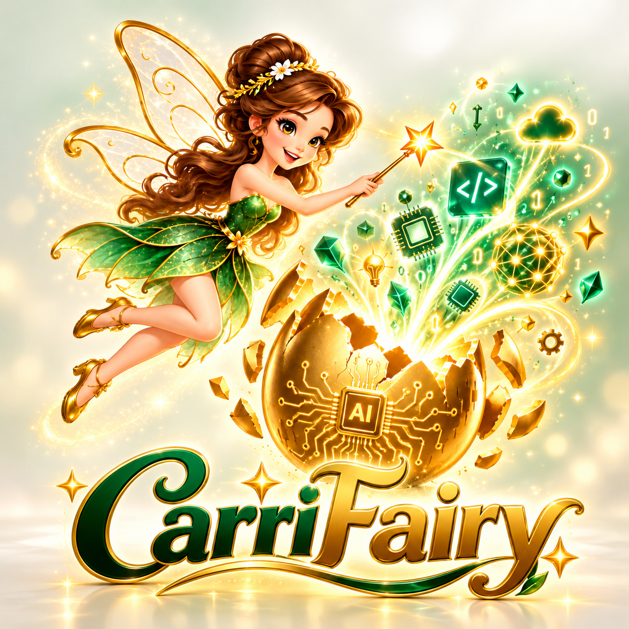 CarriFairy fairy releasing code and AI ideas from a golden egg